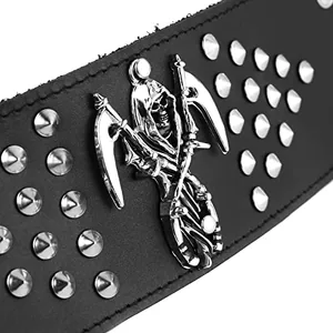 Spike Studded Death Cuff Bracelet, leather, another view
