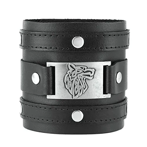 Viking Cuff Bracelet, leather