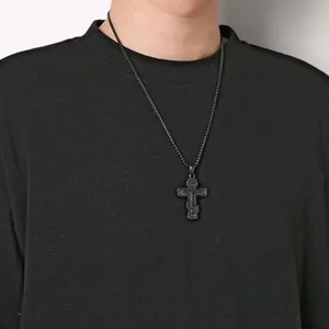 Orthodox Cross Crucifix Pendant, stainless steel, another view