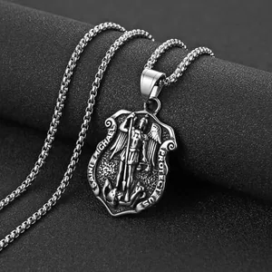 Saint Michael Pendant, stainless steel, another view