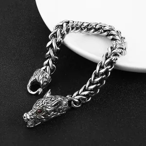 Dragon Snake Wolf Bracelet, stainless steel, Cuban chain, 8 mm, another view