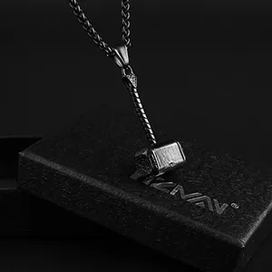 Thor Hammer Pendant, stainless steel, black, another view