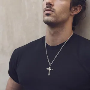 Cross Pendant, stainless steel, silver, another view