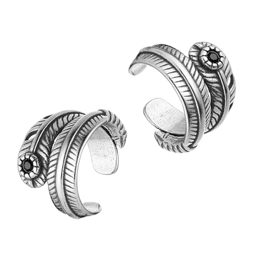 Feather Shaped Ear Cuffs, stainless steel, red