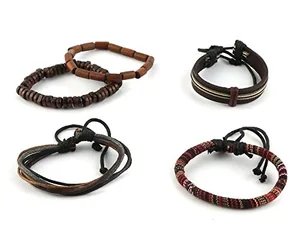 Hemp Cords Wood Bracelet, leather, another view