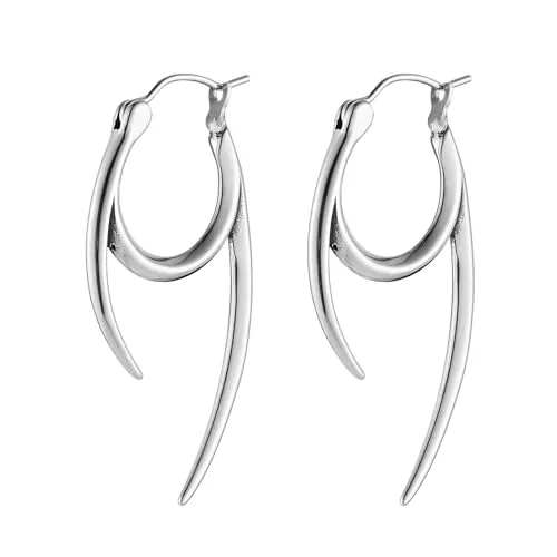 Spike Hoop Earrings, stainless steel