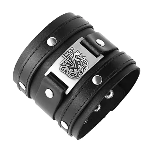 Viking Cuff Bracelet, leather