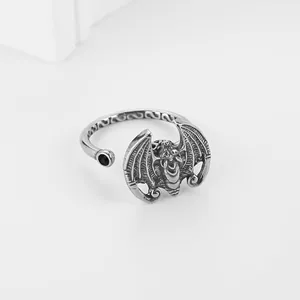 Bat Fidget Spinner Ring, stainless steel, another view