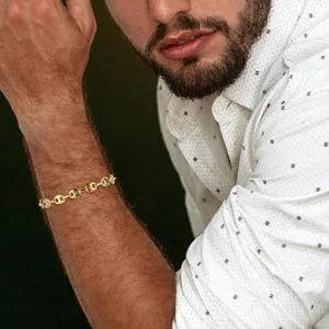 Coffee Bean Bracelet, stainless steel, 7 mm, gold, another view