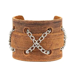 Wristband, leather, brown, another view
