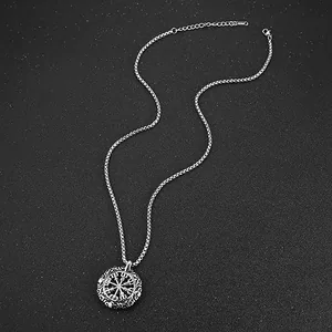 Viking Vegvisir Norse Pendant, stainless steel, another view