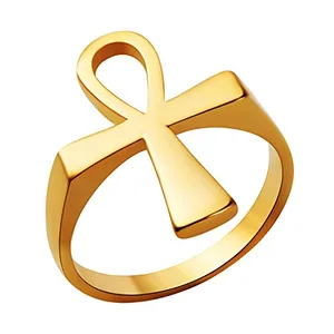 Egyptian Ankh Cross Ring, stainless steel, another view
