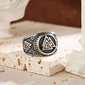 Viking Valknut Ring, stainless steel, another view