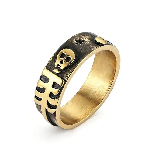 Skull Cross Star Ring, stainless steel, silver