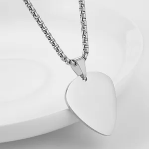 Guitar Pick Pendant, stainless steel, gold, another view