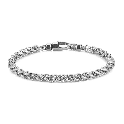 Length Bracelet, stainless steel, wheat chain, 22 in