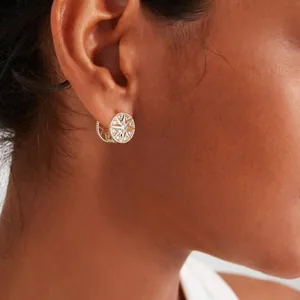 Star Compass Huggie Earrings, gold-plated steel, gold, another view