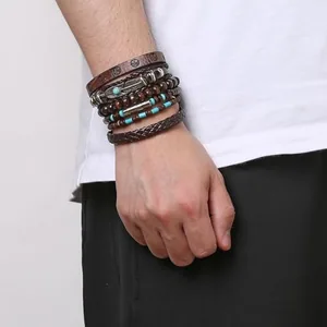 Braided Cuff Bracelet, leather, rope chain, another view