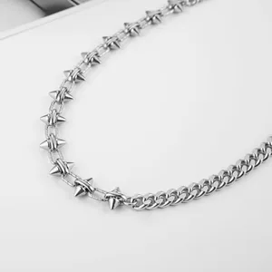 Spliced Pendant, stainless steel, curb chain, another view