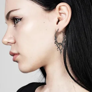 Octopus Snakes Gothic Hoop Earrings, stainless steel, another view