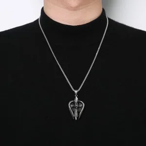 Angel Wing Pendant, stainless steel, another view
