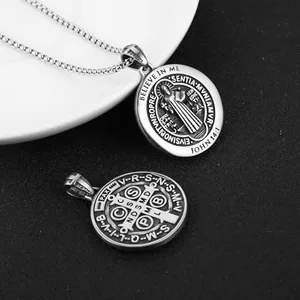 Saint Benedict Pendant, stainless steel, 22 in, another view