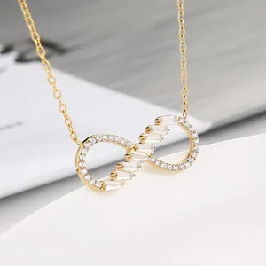 Sparkling Crystal Infinity Pendant, stainless steel, gold, another view