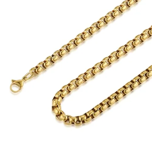 Chain, stainless steel, box link, 2–6 mm