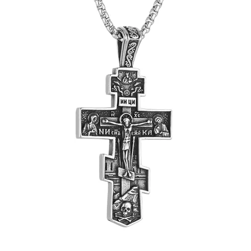 Eastern Orthodox Cross Chain, stainless steel