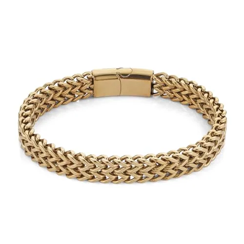 Row Bracelet, gold-plated steel, Franco chain, gold
