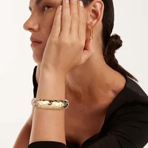 Chunky Cuff Bracelet, gold-plated steel, another view