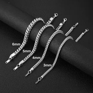Square Bracelet, stainless steel, Franco chain, 4 mm, silver, another view