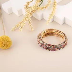 Tennis Stretch Bracelet, gold-plated steel, pack of 10, another view