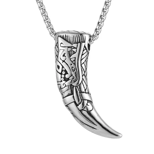 Viking Wolf Tooth Pendant, stainless steel
