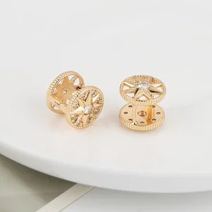 Star Compass Huggie Earrings, gold-plated steel, gold, another view