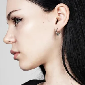 Skull Huggie Earrings, stainless steel, another view