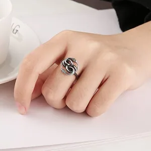 Viking Jormungandr Snake Ring, stainless steel, another view