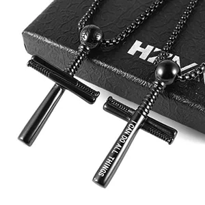 Athletes Cross Pendant, stainless steel, black, another view