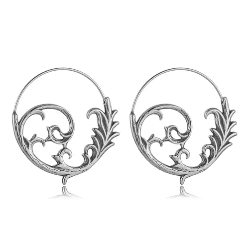 Hollow Out Vine Huggie Earrings, stainless steel