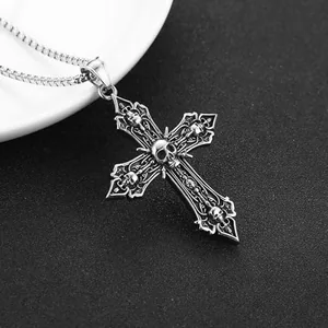 Cross Pendant, stainless steel, box chain, another view