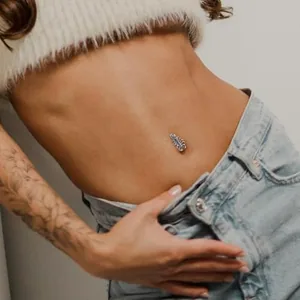 Clicker Belly Button Ring, stainless steel, another view