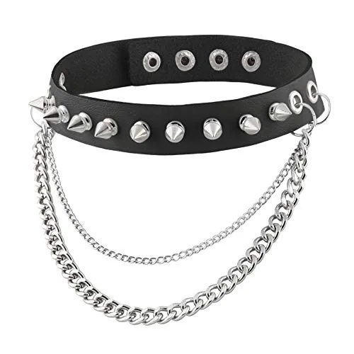 Spiked Studded Choker, leather
