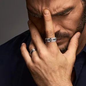 Band Ring, stainless steel, black, another view