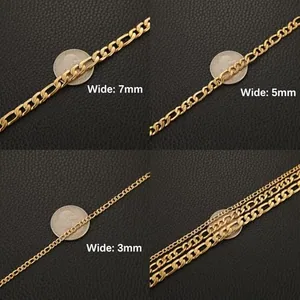 Chain, gold-plated steel, Figaro link, gold, another view