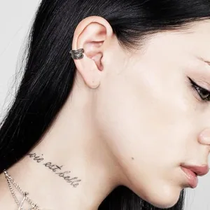 Feather Shaped Ear Cuffs, stainless steel, red, another view