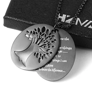 Tree Of Life Pendant, stainless steel, black, another view