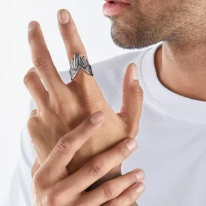 Angel Wing Ring, stainless steel, another view