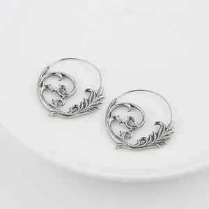 Hollow Out Vine Huggie Earrings, stainless steel, another view